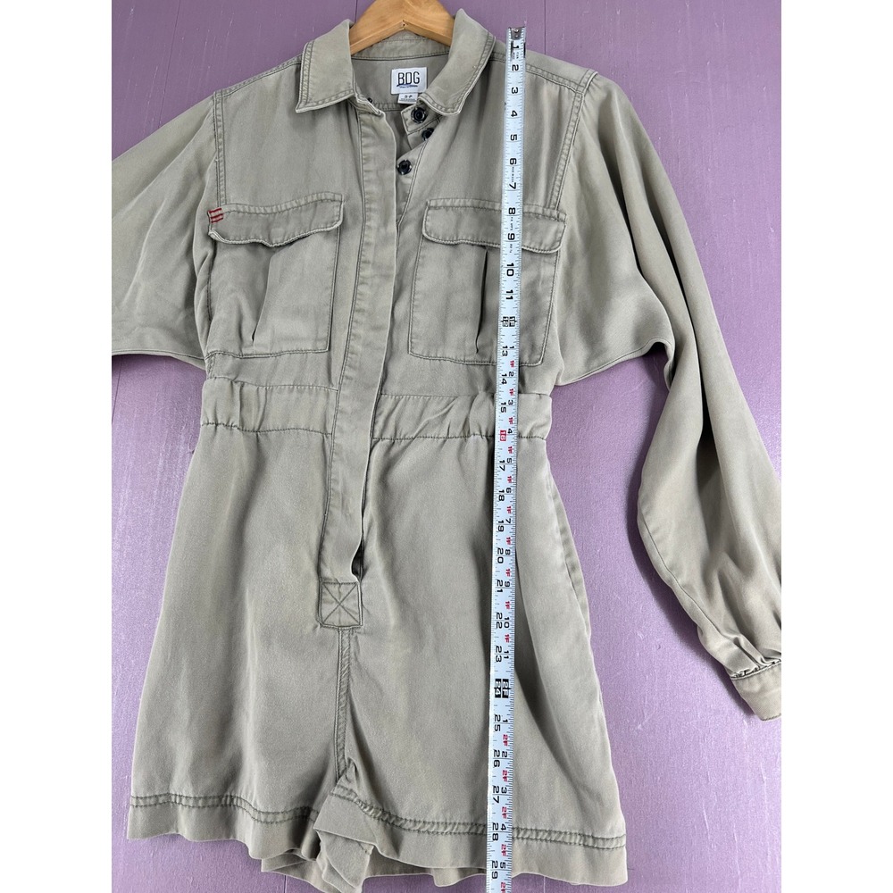 BDG Urban Outfitters Khaki Tan Utility Romper Long Sleeve Button Front Small - Picture 8 of 14